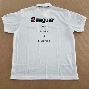 Seaguar Not Seeing Is Believing Men's XXL White Polo Shirt Polyester Fishing App